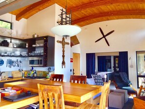 12 foot barrel vaulted ceilings in kitchen and living room!