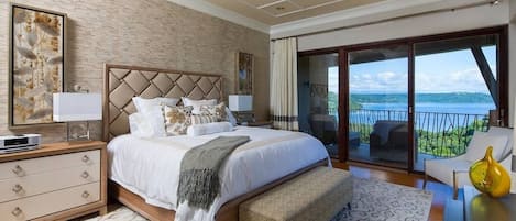 Stunning lake-view bedroom