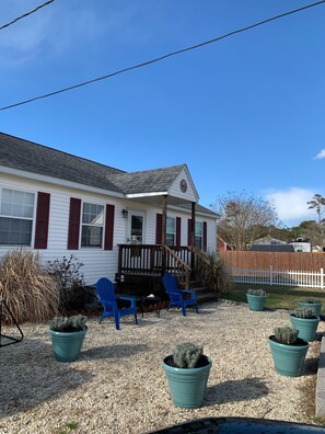 Front walkway and sitting area. Lavender for bug repellent!