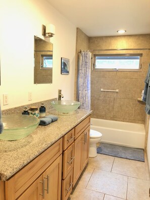 Double sinks in the bathroom.