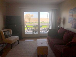 Functional well appointed living room with a view! (And Smart TV!)