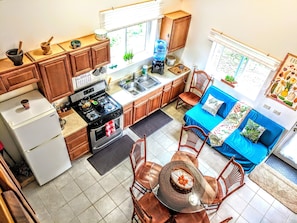 Overview of the kitchen and dining area