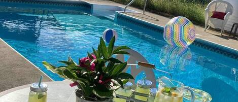 Pool open July 1 thru Labor Day.  Heated by solar blanket. 