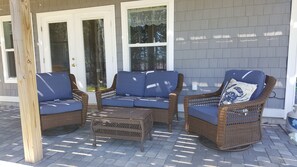 Patio Area on First Level overlooking the water.