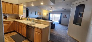 kitchen and living room