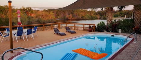 Private Heated Pool overlooking the beautiful Anclote River.