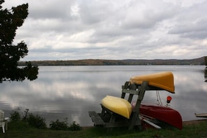 Canoes, a kayak and paddle boats are included.