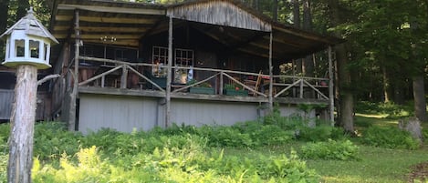 Roaring Bear Cabin nestled in the ferns
Front view facing lake