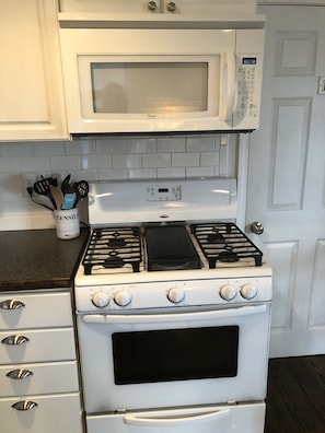 gas stove and microwave
