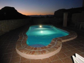 pool at dusk