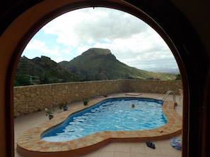 View of pool from bedroom 2