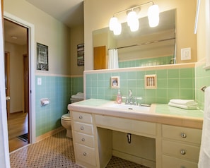 Main Bath with custom tile. 