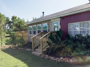 To the right of the stairs is the Milk House; to the left is my office.