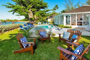 Seating options around the pool