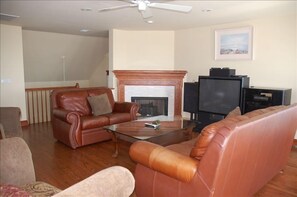 Family room with view of the fireplace