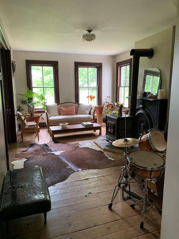 Sitting room with wood stove