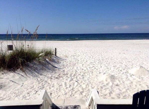 View of the Gulf of Mexico and white sandy beach from your beach side deck