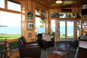 Living room with beautiful waterview