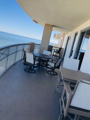 Large balcony with plenty of room to socialize while enjoying the views!