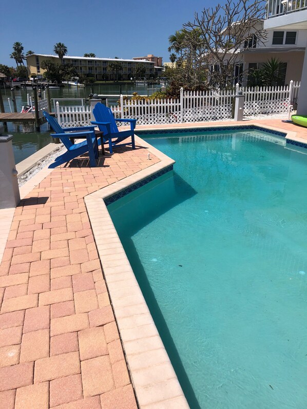 Large pool shared between our our home and rental unit 