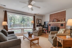 Living Room has large window for viewing nature; game/puzzle/book corner.