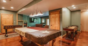 Pool, foosball, and shuffleboard.