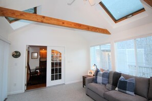 Sun room of dining room is bright and comfortable