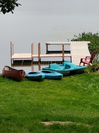 Kayaks, canoe and paddleboat
