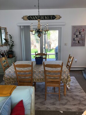 Dining area with sliders to deck