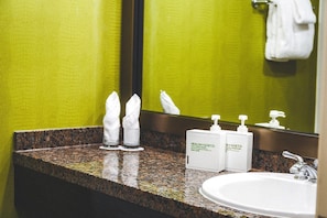Get ready for your day in the lovely bathroom.
