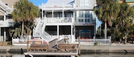 Private dock.  Decks on both levels.  Fenced yard.  