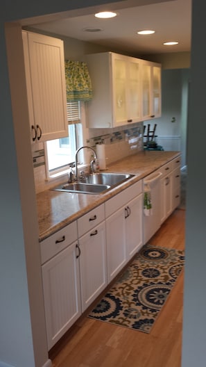 Newly remodeled kitchen with dishwasher makes clean-up for a crowd, a snap!
