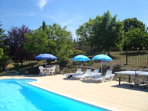 The pool, its terrace  with La Provençal above