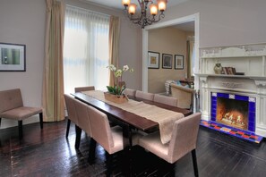 Dining Room with fireplace