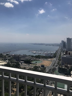 View from the patio. US embassy, Yacht club & the cultural center can be seen.