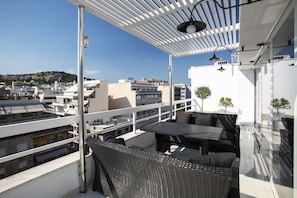 Our balcony with view of Filopappos Hill