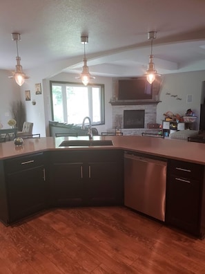 Kitchen facing Living Room