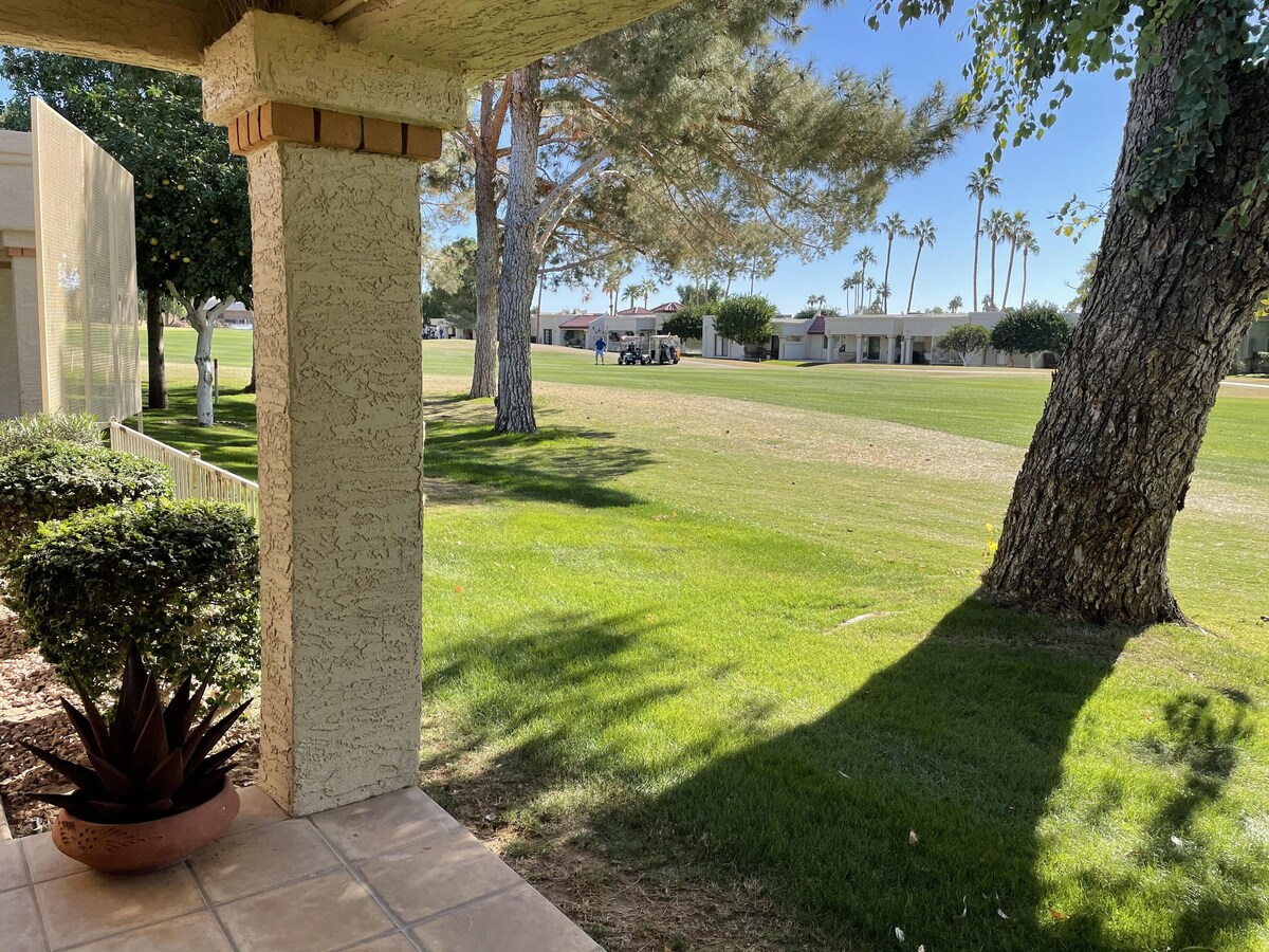 Condo right on the golf course in a 55+ community in sunny Mesa!!