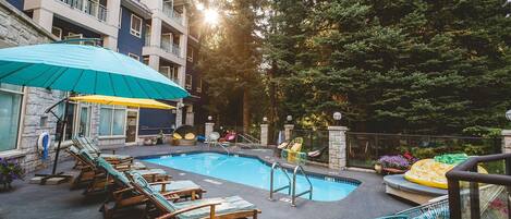 Dive into the gorgeous outdoor pool on a hot summer day.