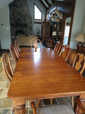 Dining room table with seating for 8.