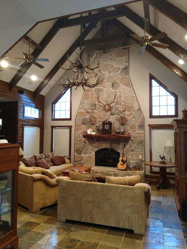 Main living area fireplace.