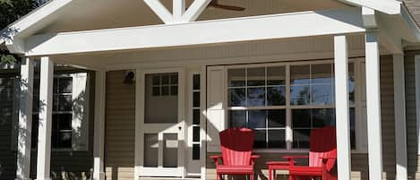 Front of cottage, wonderful front porch with views of the lake