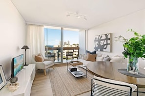 Fully furnished, comfy living space + Balcony with outdoor sitting ... enjoy the view!