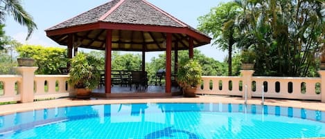 View of the pool and entertainment area