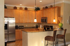 Upgraded with granite counters, clean kitchen space