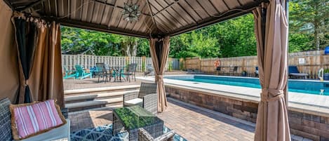 Gazebo area overlooking pool