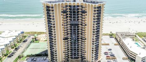 An aerial view of the most luxurious, high-amenity building in Myrtle Beach!