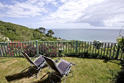 pet-friendly luxury house with stunning sea views, garden near beach and village