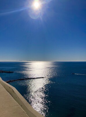 Sun all day and night until it sets in south west. 