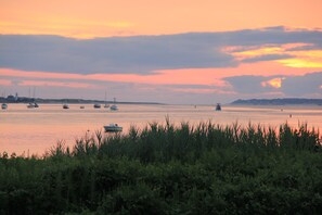 sunset at water's edge